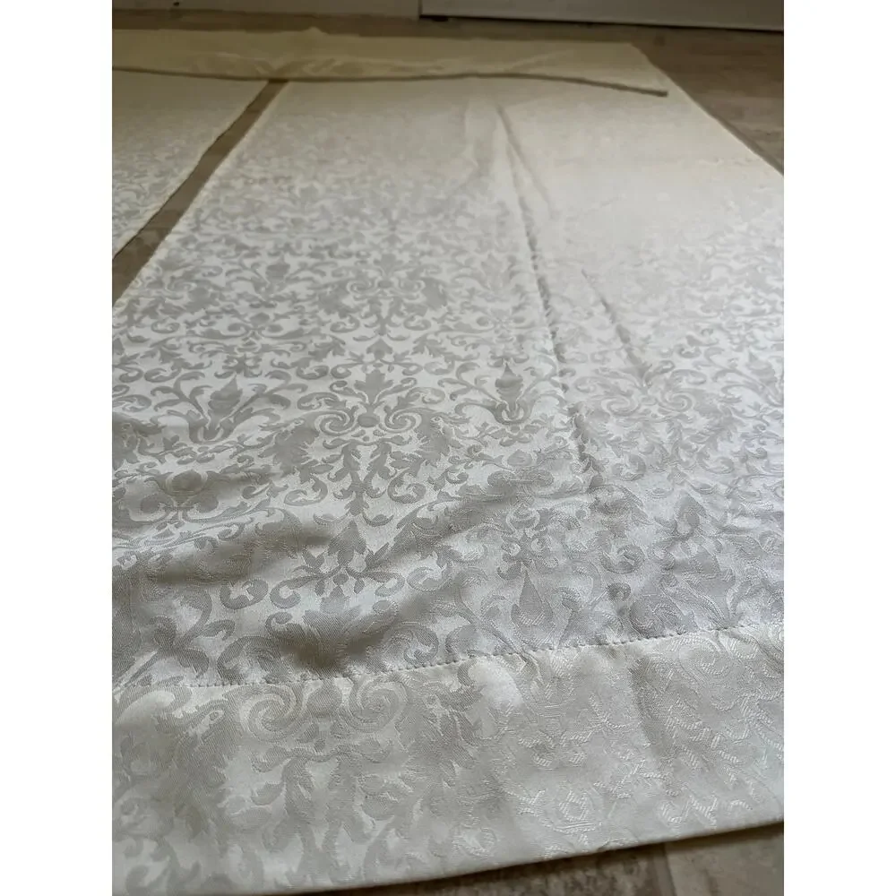 Better Homes & Gardens Cream Damask Curtain Panels Set with Matching Valance